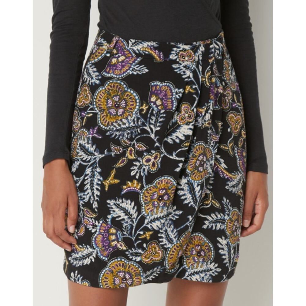New ~ BA&SH REVOLVE ~ Women's Multicolor Floral Wrap Mini Skirt Size Large - Picture 2 of 7